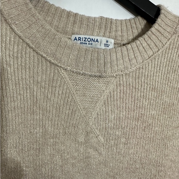 NWT Arizona Jean Co Oatmeal Heather Ribbed Knit Crewneck Sweater Small SEE NOTE - Picture 4 of 12